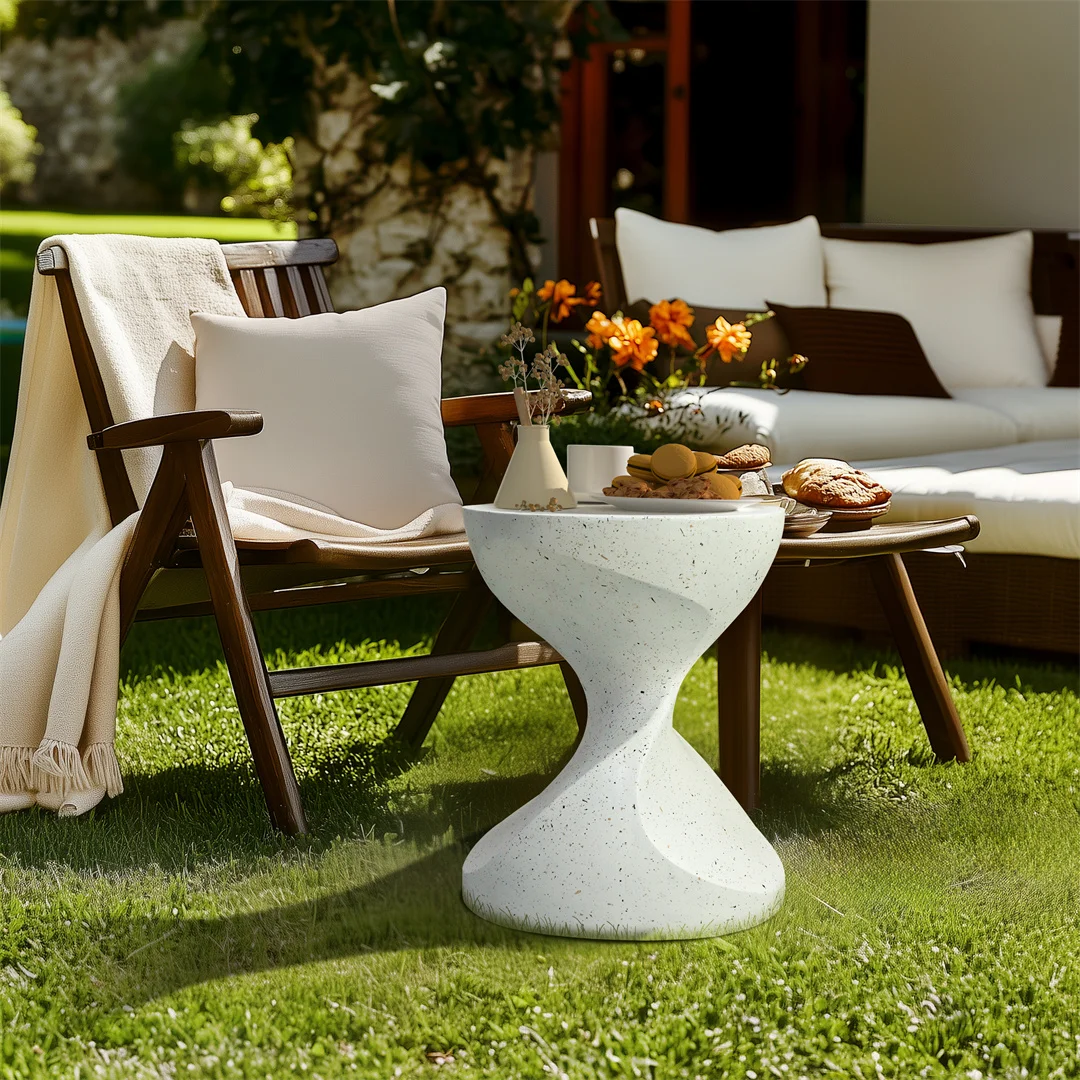 Lightweight Concrete Side Table: Modern Living Room Concrete Sofa Side End Table Bedside Accent Table for Indoor Kitchen, Outdoors Balcony, Patio