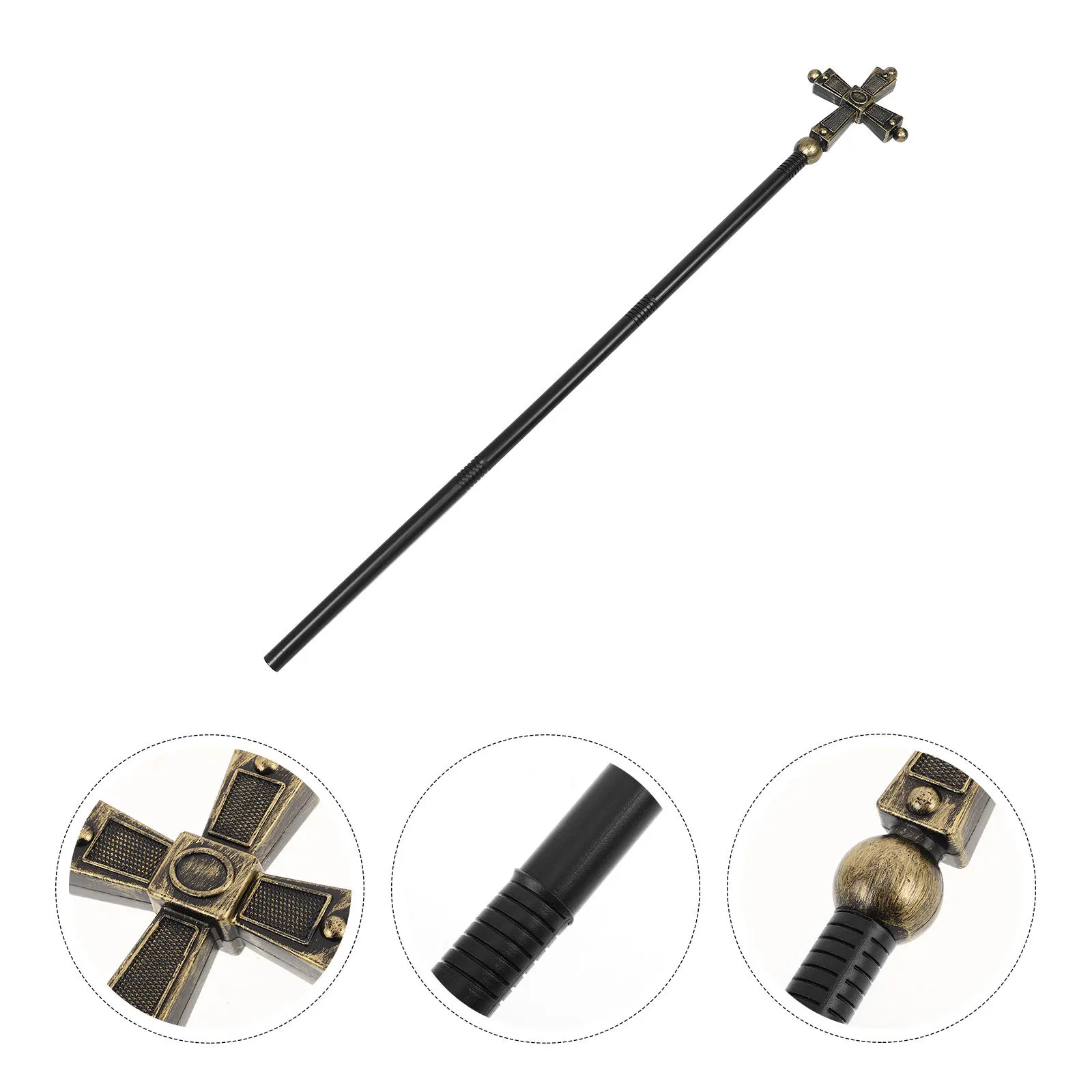 

Cross Scepter Prop Elegant Religious Costume Accessory For Halloween Cosplay Wizard Priest Role Play Party Decor