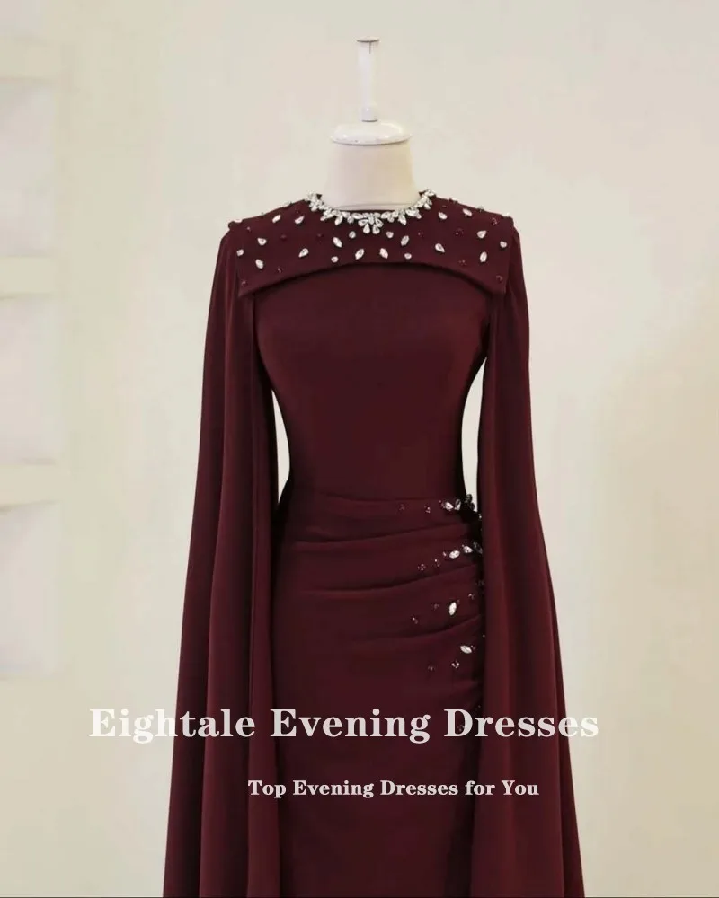 

Eightale Arabic Evening Dress O-Neck Beaded Long Sleeves Prom Gown Muslim Customized Wedding Party Dress Mermaid
