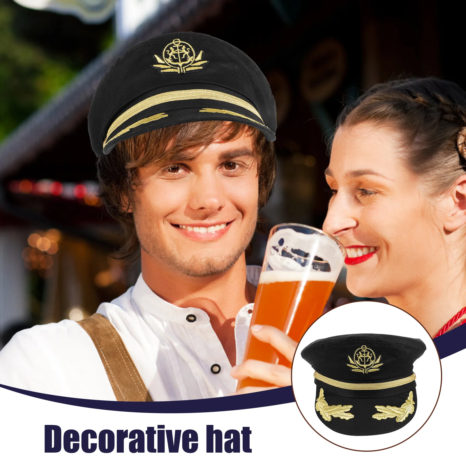 ''جسن   [{"العنصر":" قبعة الكابتن البحرية المطرزة خفيفة الوزن قبعة بحار للحفلات التنكرية أداء المرحلة زي الديكور