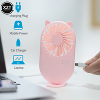 Cute Portable Mini Fan Handheld USB Rechargeable Desktop Fans 3 Mode Adjustable Summer Cooler For Outdoor Travel Office