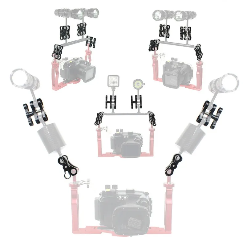 1 Set Ultra-light Diving Light Arm 1 inch Ball Head Arm Butterfly Clamp Mount for Underwater Photography Came GoPro Accessories