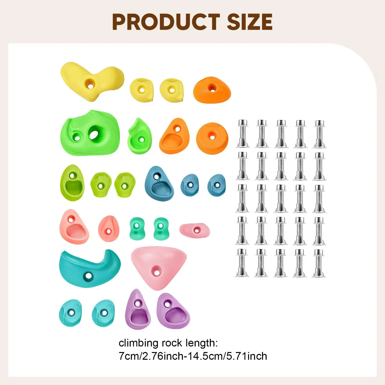 

Durable PP Carbon Steel Rock Climbing Holds Multi Size Climbing Accessories for Home Gym Exercise