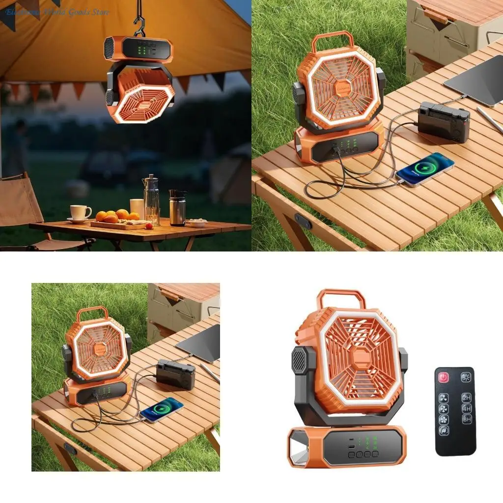 A3PD Rechargeable Outdoor Misting Fan 20000mAh 10000mAh with LED Light and Remote for Camping Adventure