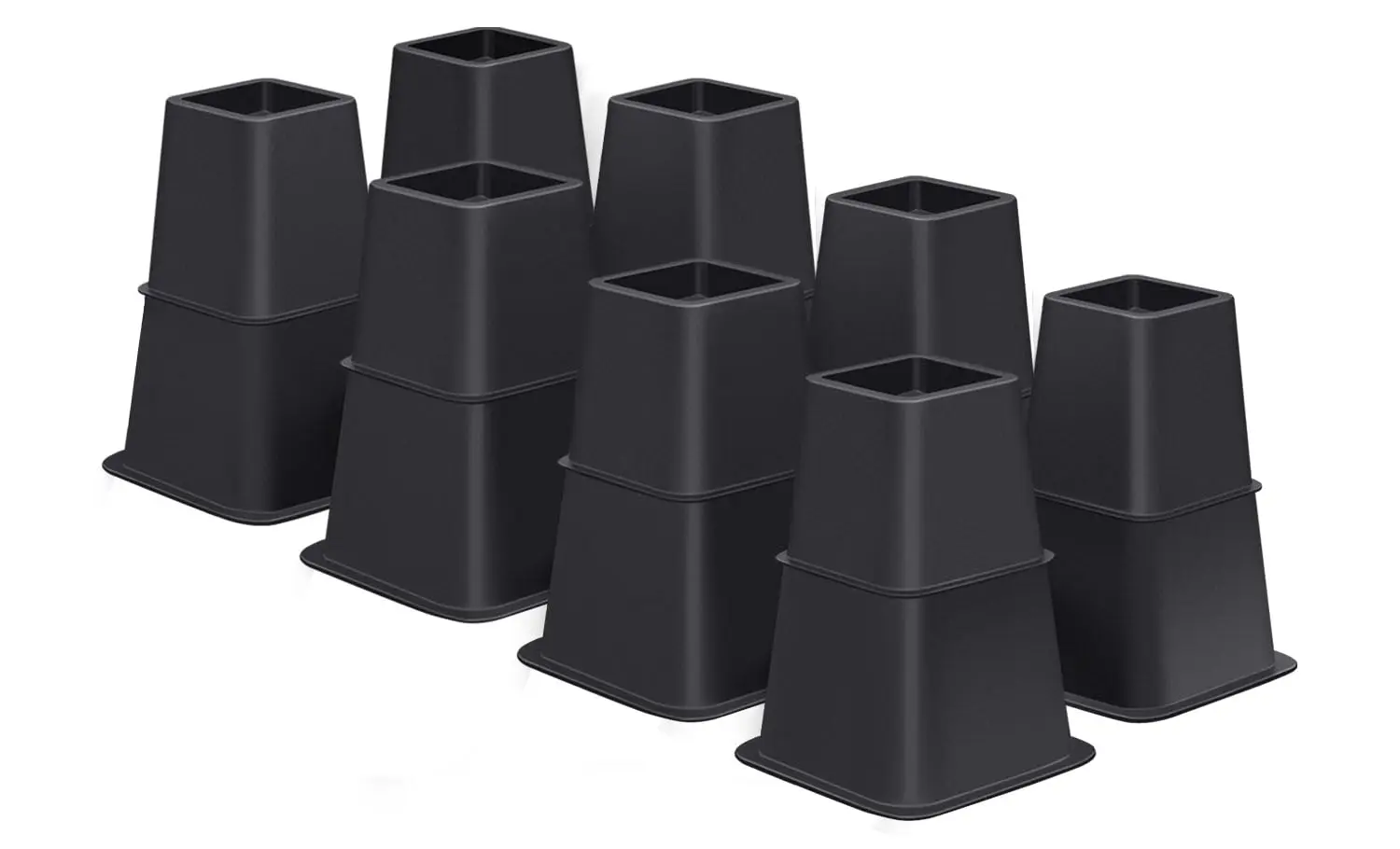 

Black Heavy-Duty Adjustable Furniture Risers 8-Pack For Beds Chairs Tables Desks Elevate 3/5/8 Inch