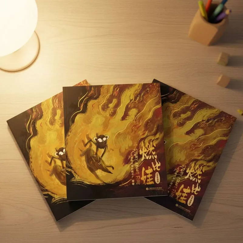 A Story about Fire Collector Picture Book Chinese Xuan Paper Hand-painted Animated Film Inspired By Burning Baby Steals Fire