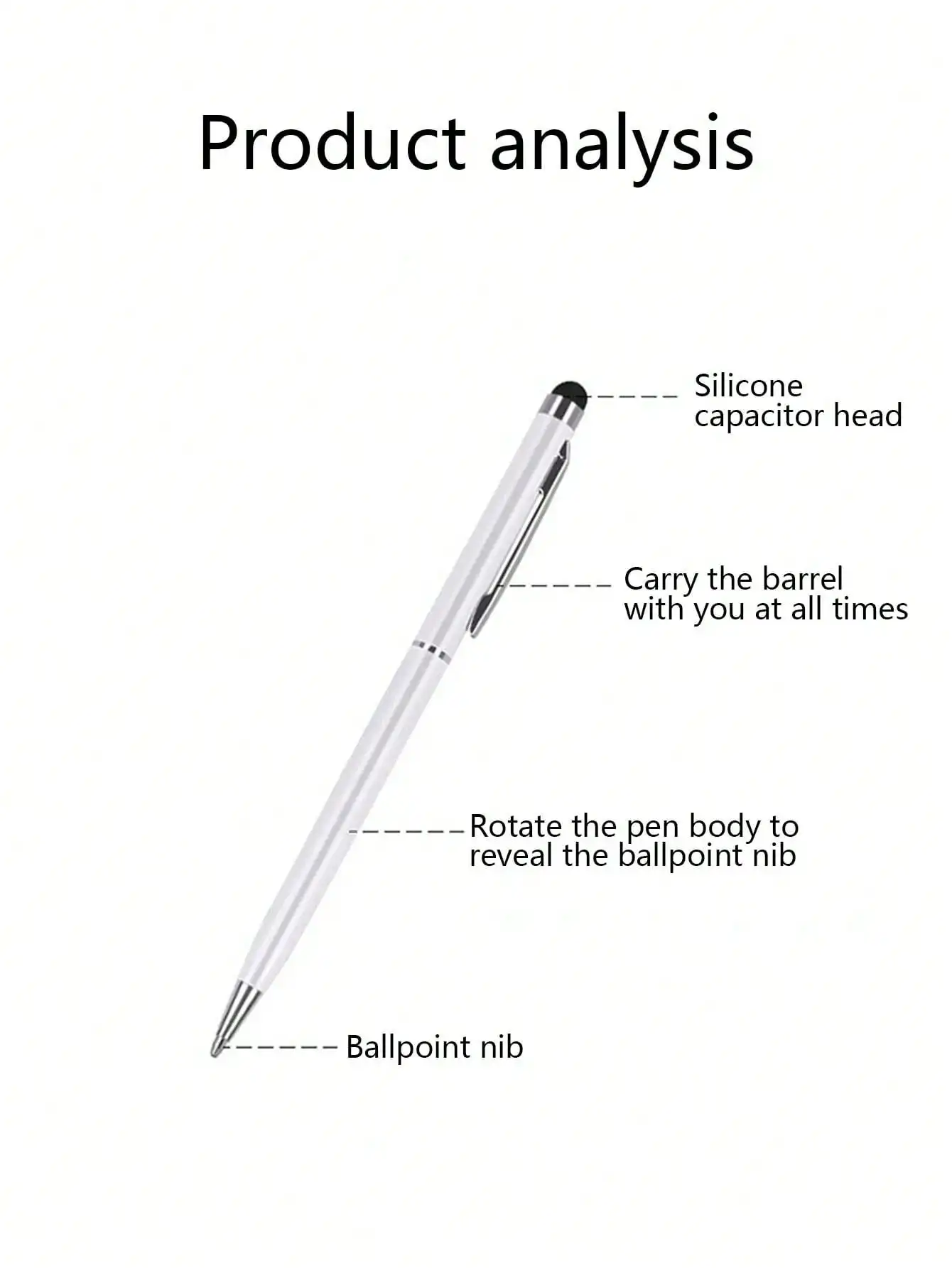 Dual-purpose Touch Stylus Pen for Tablets Phones 2 in 1 Capacitive Writing Pen & Ballpoint Pen Universal Screen Stylus (1 Piece)