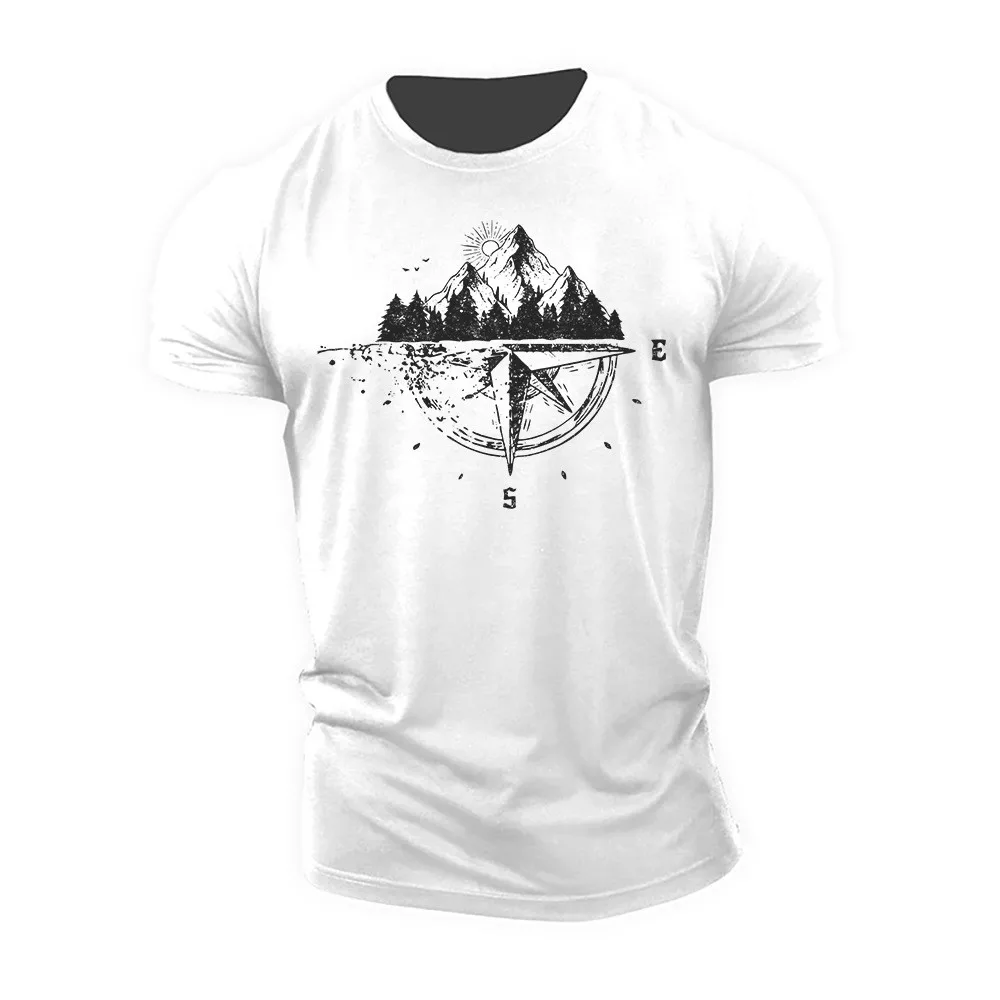 Mountains And Waters Pattern Men's Sports Casual T-Shirts Summer Short Sleeve 3d Print Street Simple Male Tee 6XL Plus Size Tops