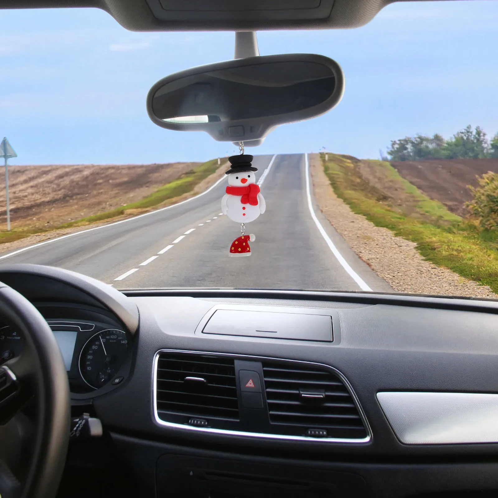 

Snowman Car Rear View Mirror Hanging Ornament Resin Christmas Car Interior Accessories Winter Holiday Decoration