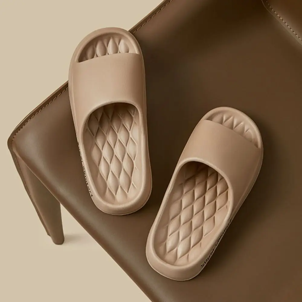 

Повседневные однотонные толстые тапочки на платформе, нескользящие пляжные тапочки на мягкой подошве, женская простая домашняя обувь, пляжные сандалии