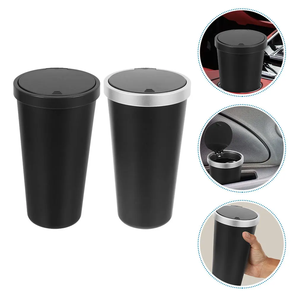 

2Pcs Mini Trash Can for Car with Lid Garbage Holder Mount Portable Car Trash Bin for Neat Vehicle Interior