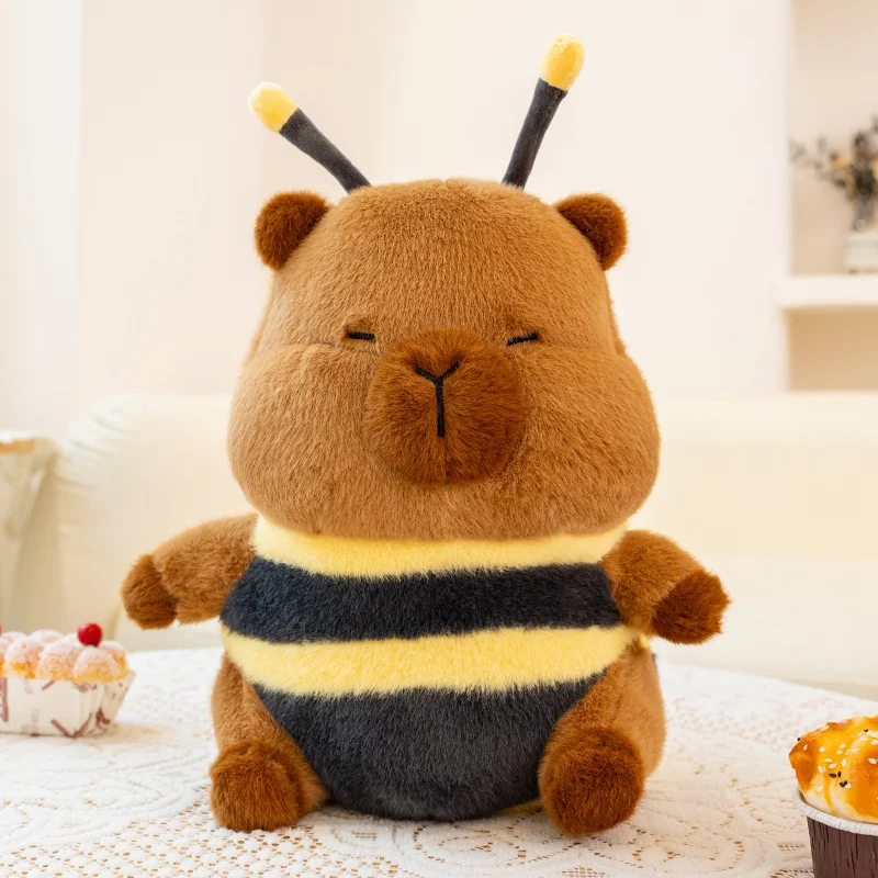 귀여운 꿀벌 카피바라 봉제 인형, 창의적인 시뮬레이션 거북이 카피바라 봉제 인형, 부드러운 봉제 동물 베개, 어린이 생일 선물