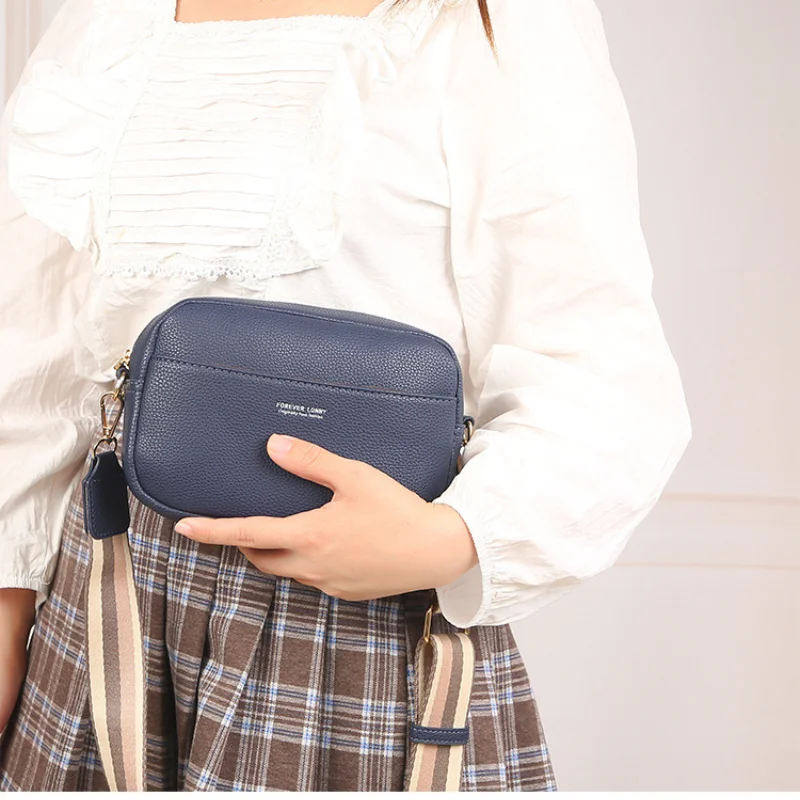 Trendy Women's Bags Shoulder Bag Pu Polyester Crossbody Bags Female Leisure Versatile Plain High Capacity Small Square Bag