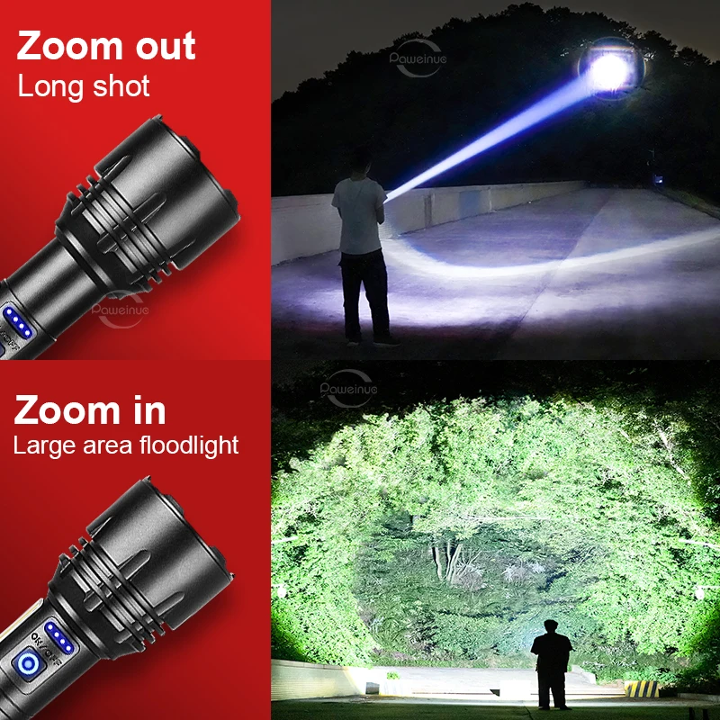 Most Powerful LED Flashlight USB Rechargeable Torch Light Long Shot 1500M High Power Flashlight Tactical Lantern with COB Light