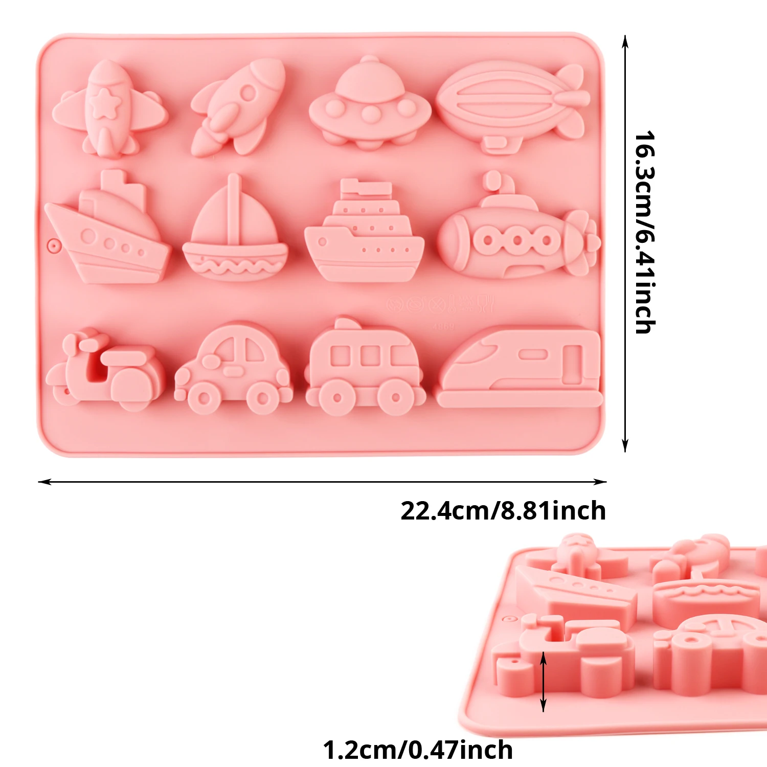 Vehicle-themed silicone baking mold, made of food-grade silicone, non-stick and easy to release, can be used to make cupcakes, chocolates, cake decorations, candies, etc. Suitable for beginners DIY, home baking, and loved by children
