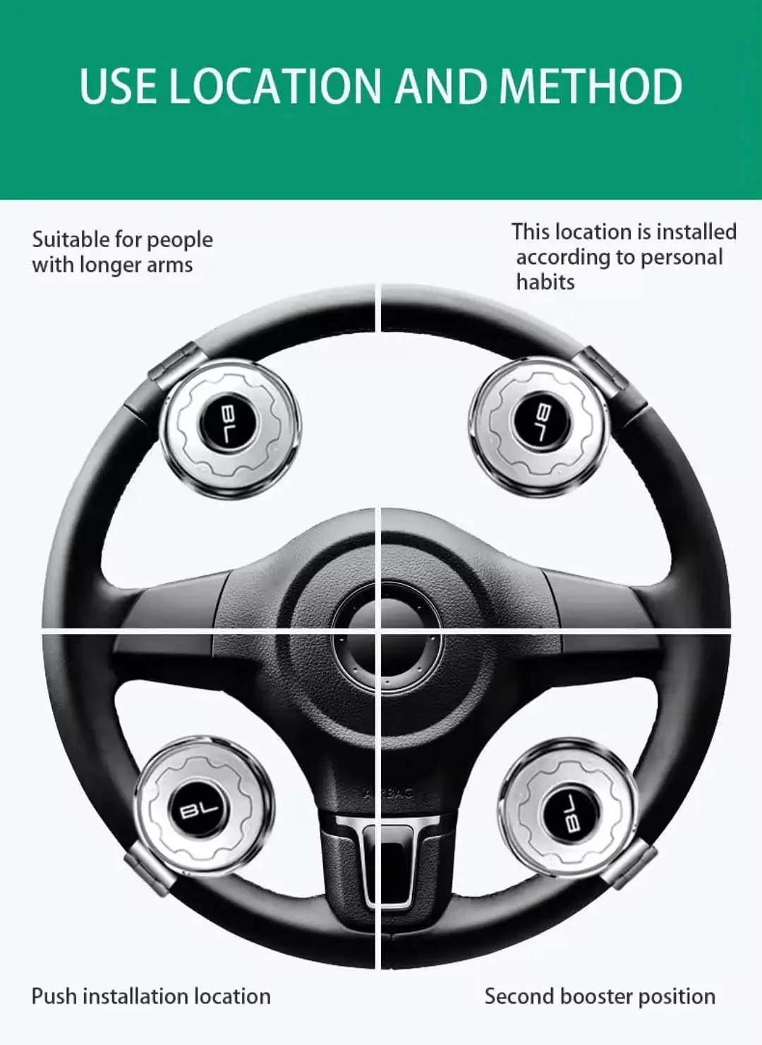 360 °   Perilla giratoria para volante de rotación, mango de refuerzo Universal para coches/semitaminhões/carreteros elevadores, accesorio esencial para automóvil