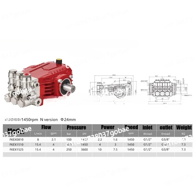 8~15.4l/min 250bar 3600 Psi Diesel High Pressure Washer Pump Petrol High Pressure Cleaning Machine Triplex Plunger Pump