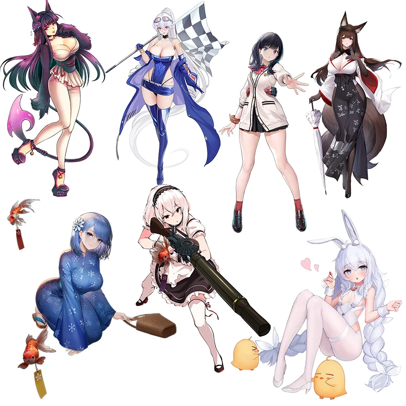 ثلاثة راتلز QCYX6 Azur Lane ملصق سيارة الجدار ملصق الأثاث الأجهزة المنزلية الديكور ملصق مائي مقاوم للماء ذاتية اللصق