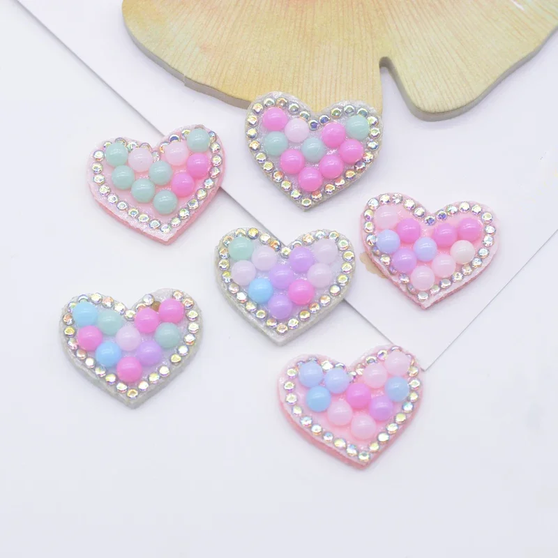 

30Pcs 2.4*2cm Kawaii Heart Rhinestone Patches for DIY Clothes Hat Decor Applique Headwear Hair Clips Supplies Accessories