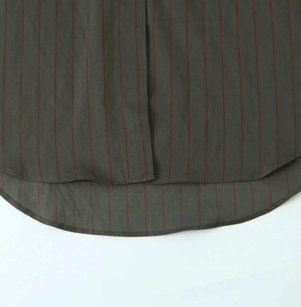 Novo estilo casual feminino assimétrico bainha arredondada manga longa listrado gola camisa