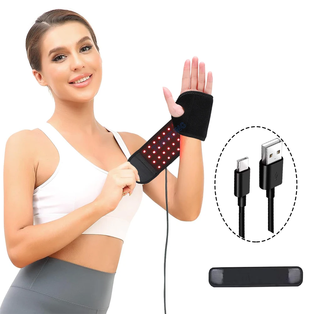 Red Light Therapy Sports Wrist Wraps 660nm 850nm 48 Lamp Beads Infrared Belt Support Brace Waist Heat Pad Hand Massager