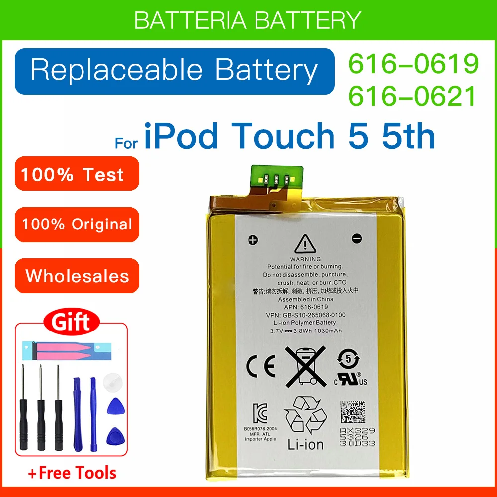 

Original Replacement Battery 616-0619 A1421 3.7V Polymer Battery For iPod TOUCH 5 5th 5gen 616-0621 LIS1495APPCC Batteries+Tools