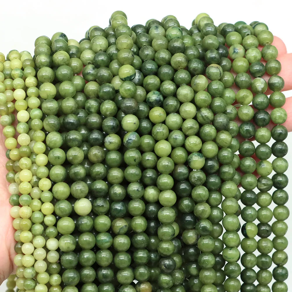 4 6 8 10 MM Natural Green Southern Jade Stone Round Loose Spacer Beads For DIY Bracelet Necklace Jewelry Making Accessories