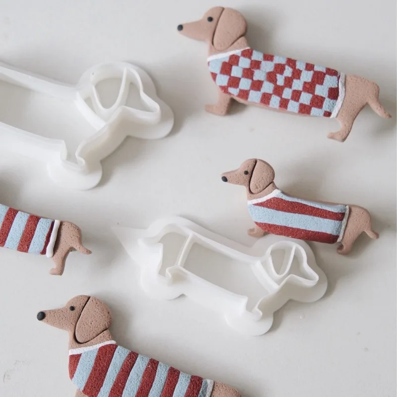 Funny Dachshund Polymer Caly Cutters Cute Pet Dog Earrings Jewelry Pottery Clay Fridge Magnets Cookie Fondant Making Tools