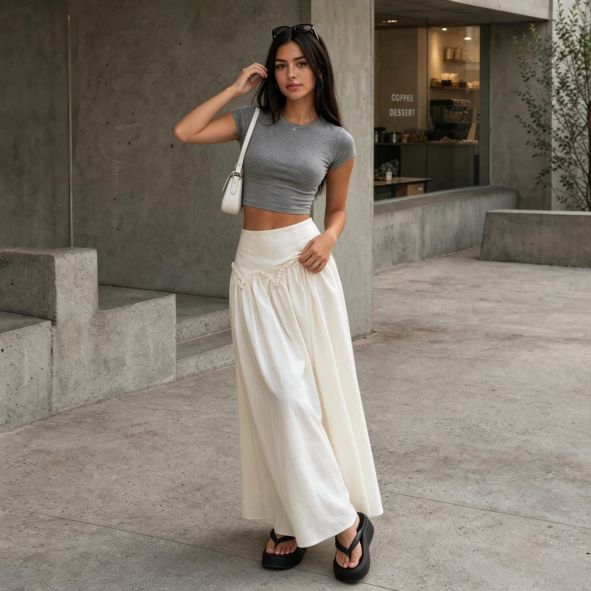 Audrey Hepburn Style High-Waisted Slimming Midi Skirt Spring Summer Versatile Mid-Length A-Line Raincoat Skirt for Women