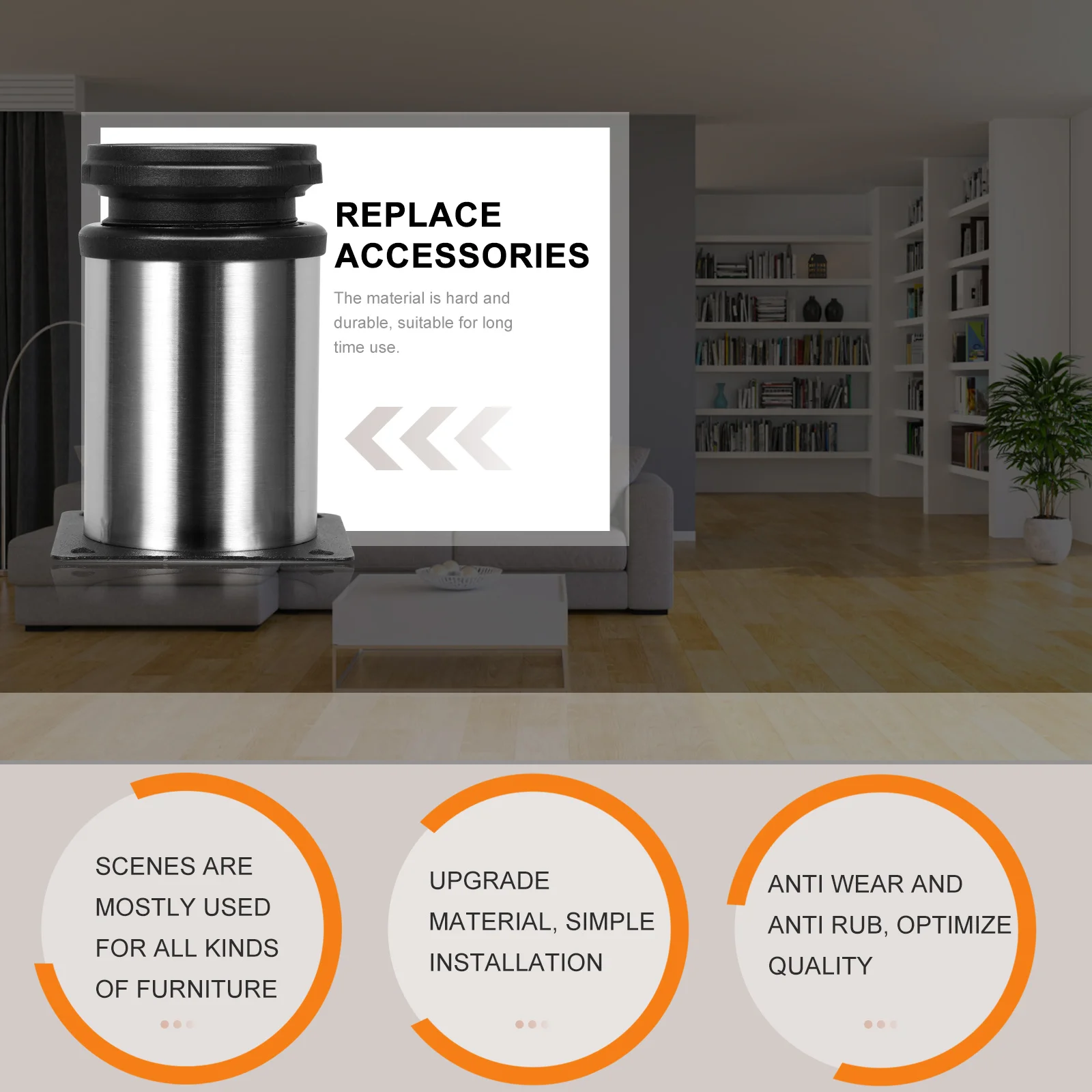 

4Pcs Industrial Stainless Steel Cabinet Legs Height Adjustable Sturdy Furniture Supports for Home Office Replacement Legs