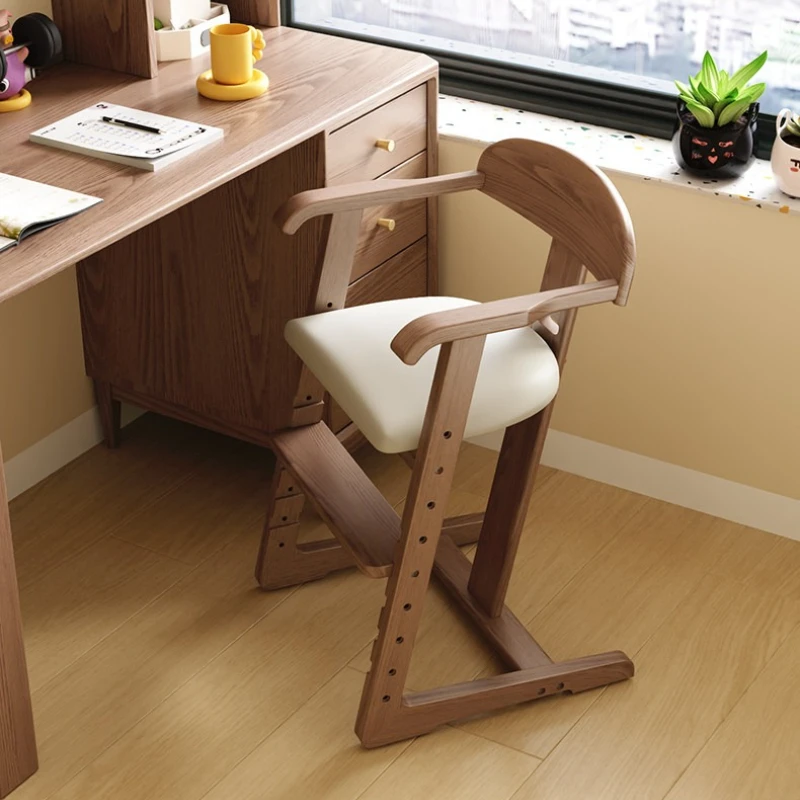 

Children's Study Chair with Adjustable Height and Movable Solid Wood Writing Chair, Student Desk and Chairs, Baby Dining Chairs