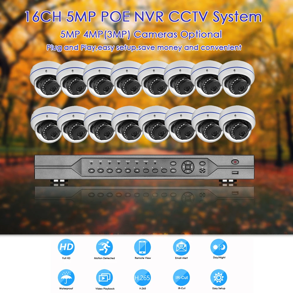 Gadinan H.265+ 16CH 8MP 4K POE NVR Face Detection CCTV System 5MP 4MP Audio Microphone POE IP Camera Video CCTV Surveillance Kit