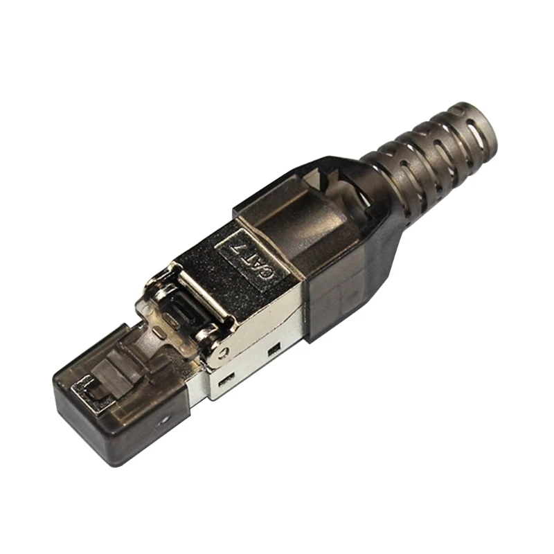 Cat7 RJ45クリスタルプラグヘッドツールレスコネクタなし圧着ツールレスCat7 30uイーサネットシールドコネクタ。