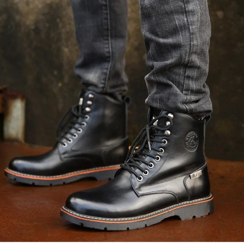 Nice Autumn Winter Pop Products Casual Nice Boots Men Plus Velvet Mid-tube Boots Fashionable European  American Men Shoes