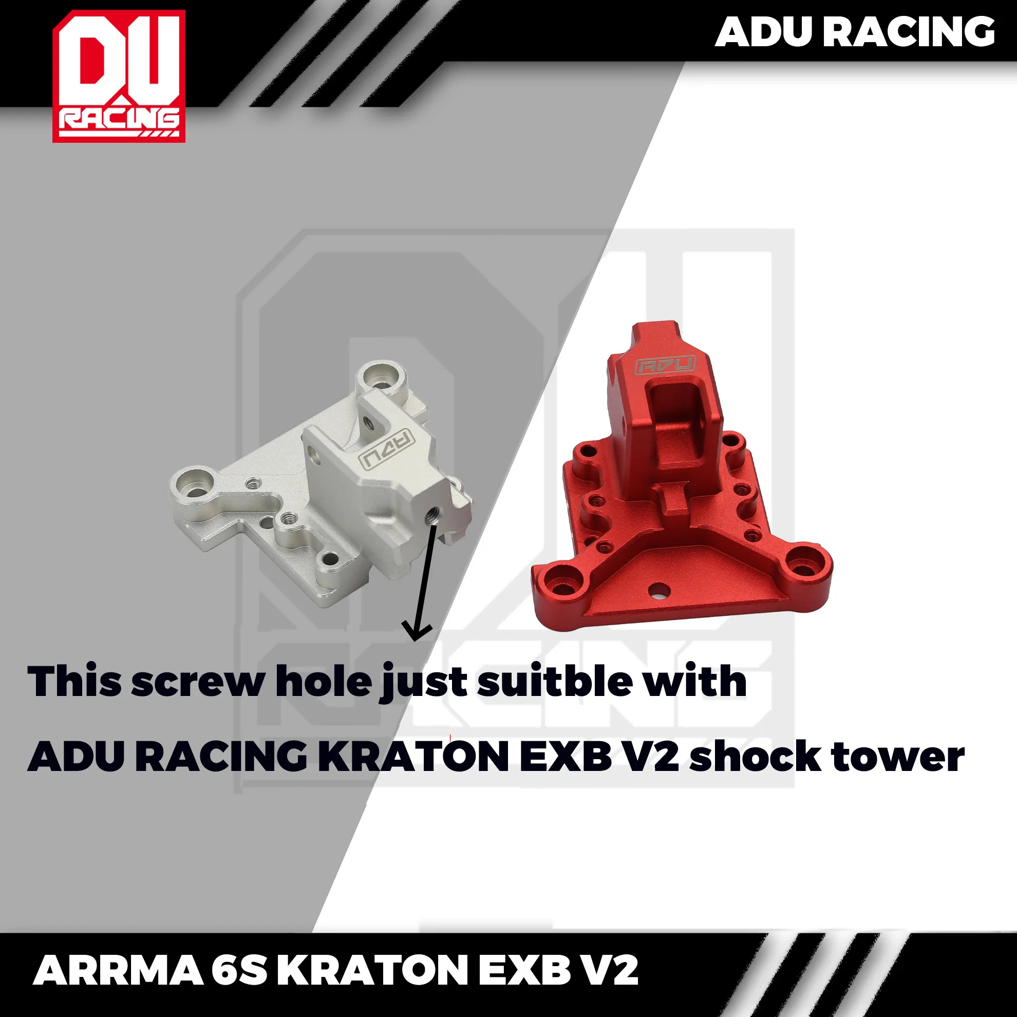 ADU Racing CENTER BRACE MOUNT FRONT CNC 7075 T6 ALUMINUM FOR ARRMA 6S kraton exb v2