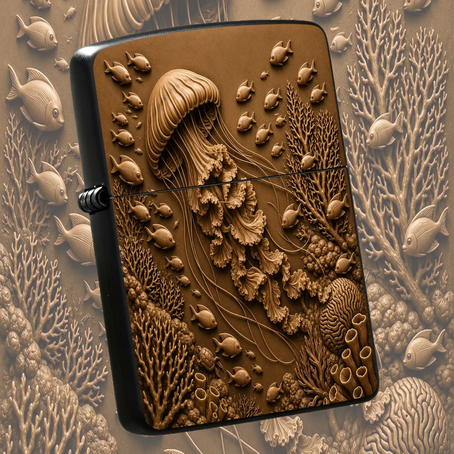 Marine Coral - English: Embossed Jellyfish Pattern Lighter, Exquisite