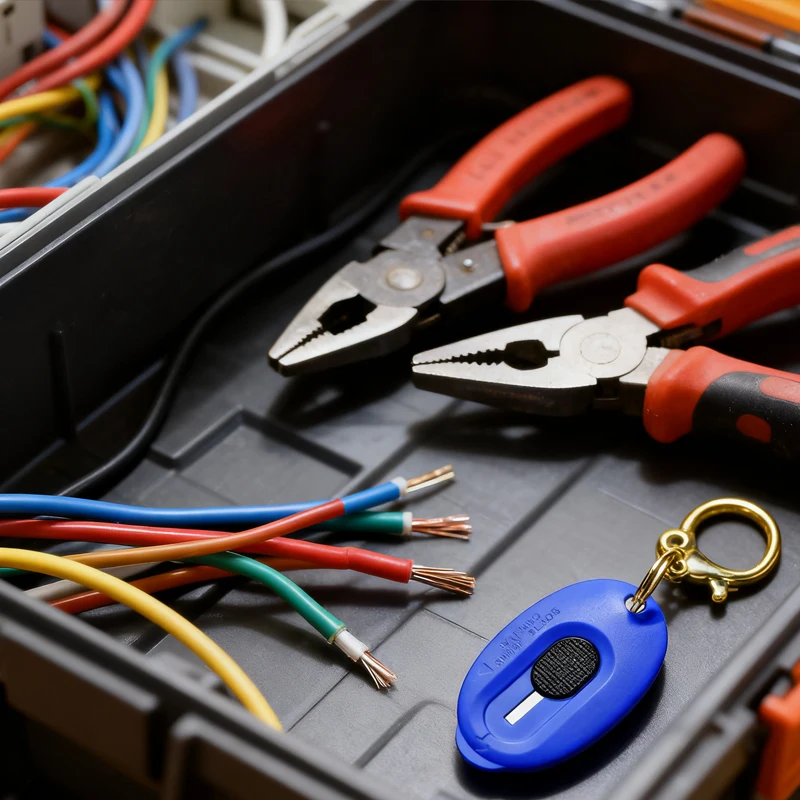 سكين صغير مع سلسلة مفاتيح - قاطع أمان قابل للسحب تلقائيًا بـ 4 ألوان للفتح اليومي وصياغة-فولاذ كربوني حاد #2