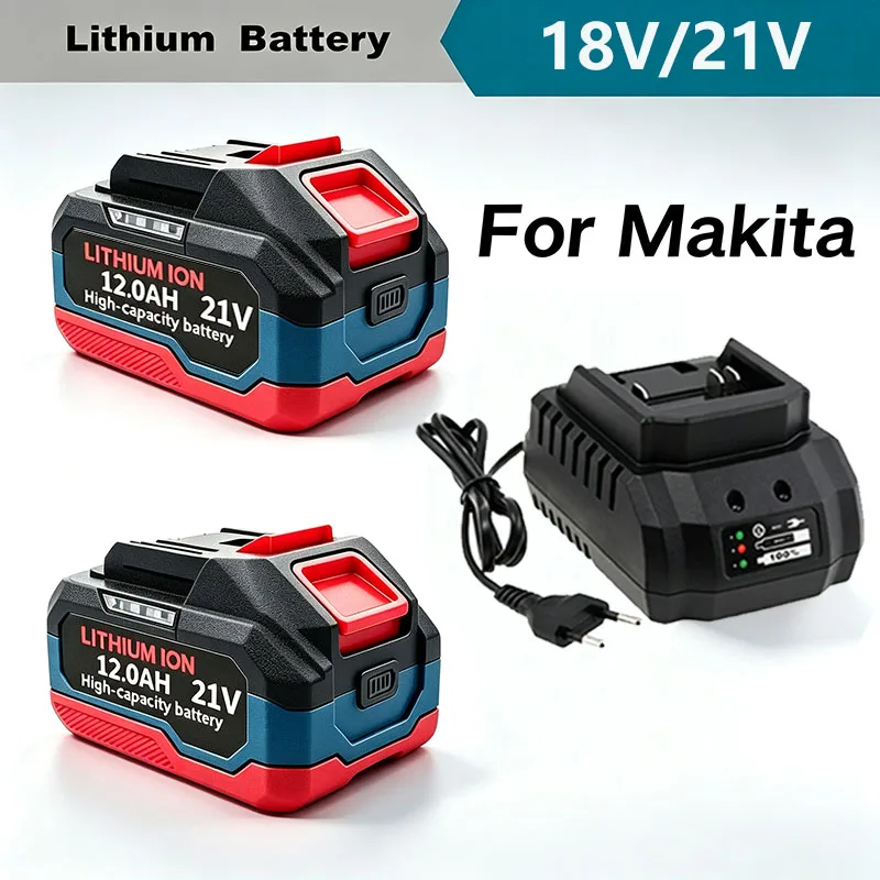 *21V 12.0Ah Rechargeable Li-ion Battery for Makita Power Tools, Large Capacity with Safety Protection for 18v/21v Makita Battery