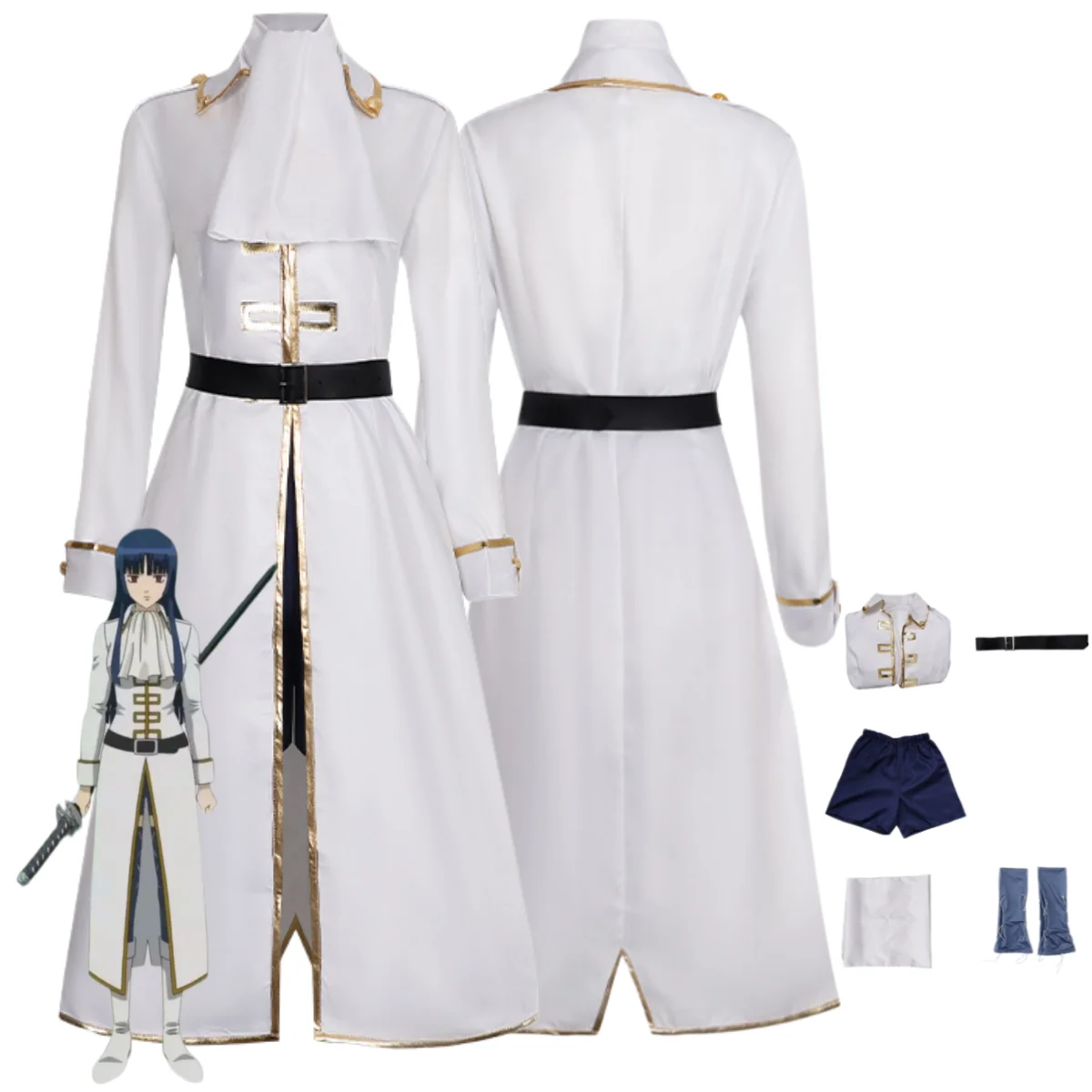 

Anime GINTAMA Imai Nobume Cosplay Costume White Battle Uniform Coat Cloak Adult Man Woman Halloween Carnival Suit