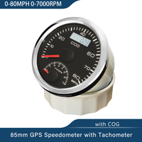 ELING Universal 85mm GPS Speedometer 0-80MPH 0-7000RPM with GPS Antenna Amber Backlight 12V 24V for Car Boat Motorcycle