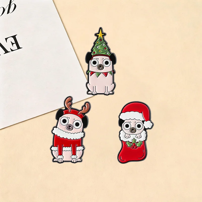 Christmas Cartoon Enamel Badge Collection Santa Gingerbread Man Ghost Cat Xmas Tree Pin Brooch Cute Holiday Metal Jewelry Gift