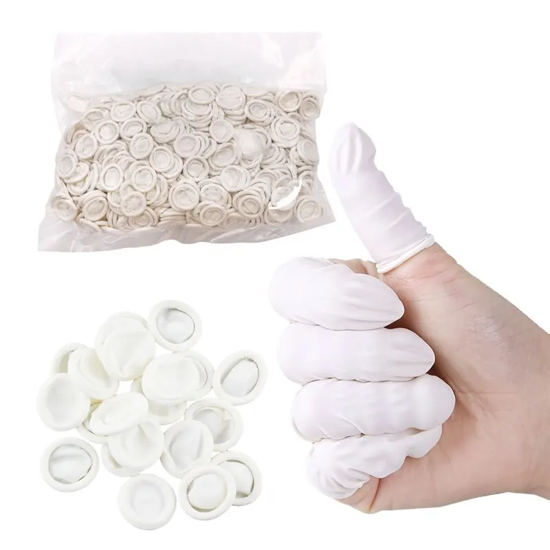 300 Pcs Rubber Gloves for Nail Protective Fingertip Natural Disposable Latex Finger Cots Workplace Safetyl for Makeup Extension