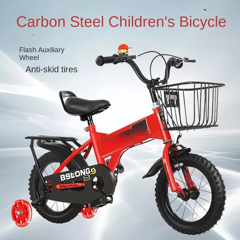 Carbon Steel Children\'s Bicycle 12-16-20 Inch With Training Wheels Baby Bike Boys And Girls Children\'s Pedal Bike Double Brake