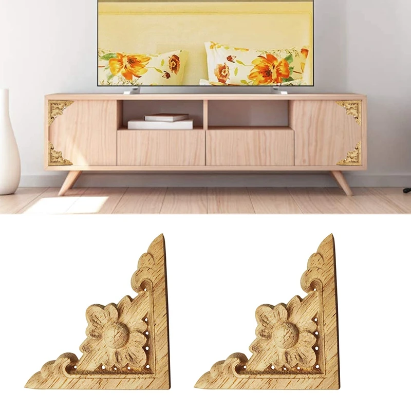 10 pz intagliato non verniciato europeo mobili in legno finestra angolo legno Applique Onlay figurine di legno ornamentali