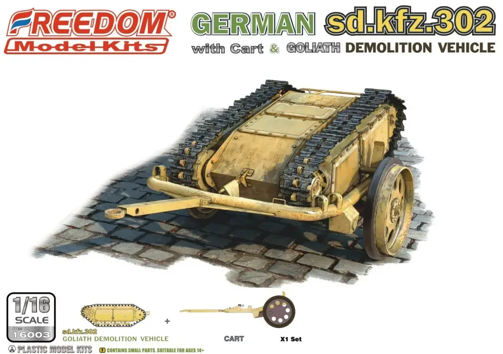 

Freedom Assembly Model Kit F16003 Goliath Remote Control Bomb Vehicle with Trailer Dual Version 1/16