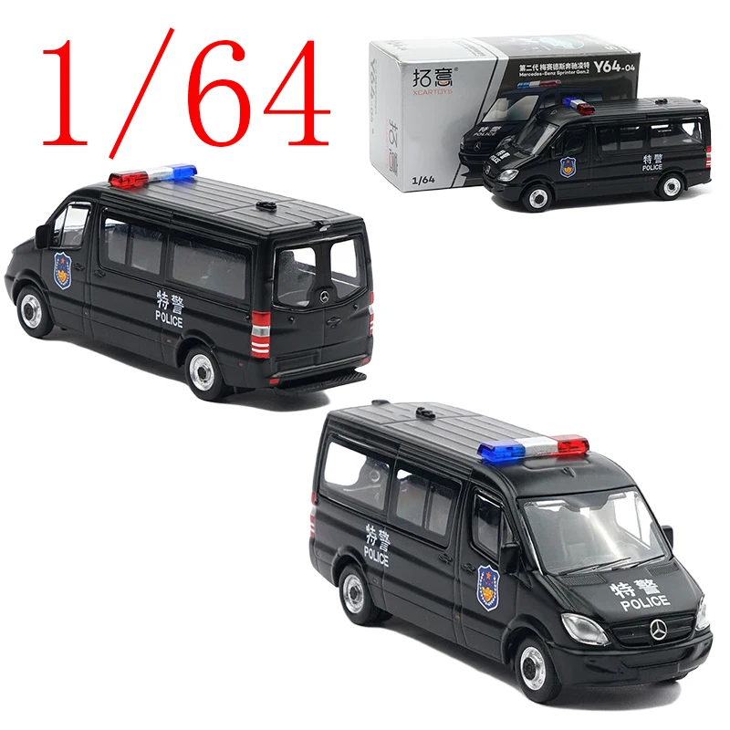 

POPRACE Diecast 1/64 Scale Benz Alloy Model Cars Benz Ling Police Car Y64-04 Play Vehicles Toys for Boys Gift Original Box