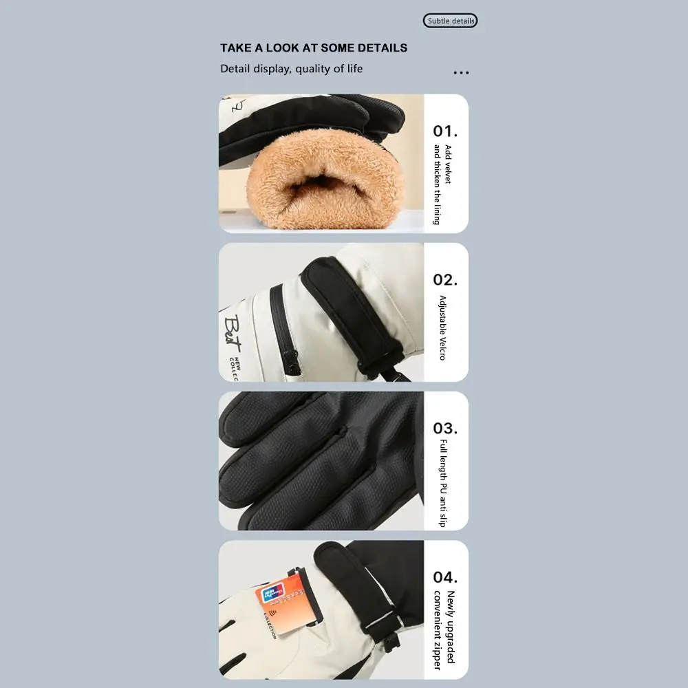 Antislip Windproof Skiing Gloves for Men Waterproof Sports Cycling Motocycle Gloves Thickened Full Palm Snowboard Gloves Winter