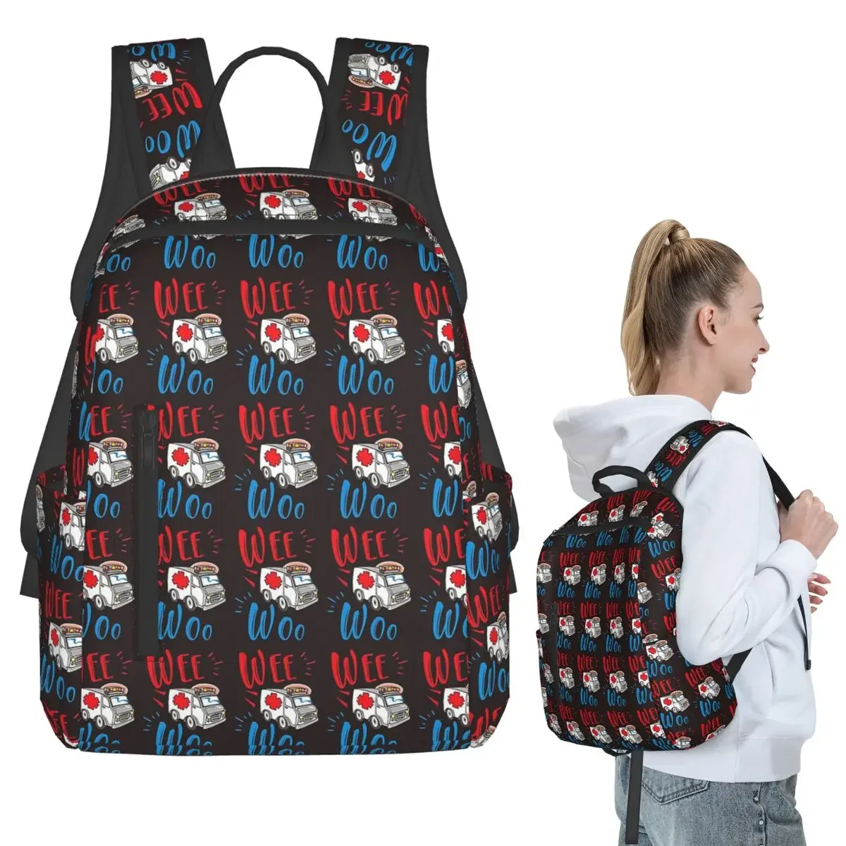 

Wee Woo Ambulance Funny Nurse Doctor Gift, Paramedic Backpack Student Boys Girls BookBag Kids School Bag Computer Shoulder Bags