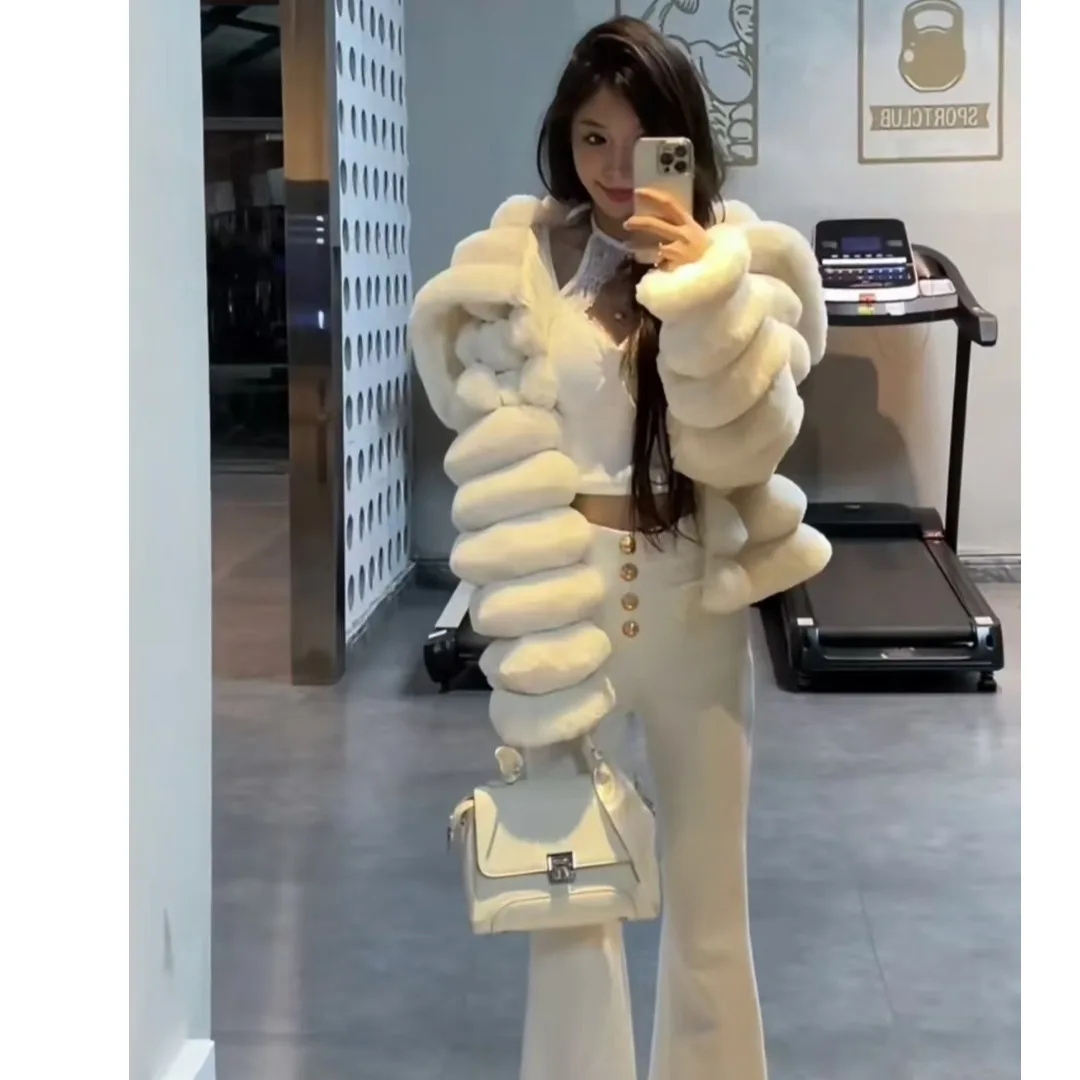 معطف فرو ort نسائي شتوي فضفاض ناعم بياقة كبيرة ملابس خارجية منفوشة عصرية من ألياف البوليستر الكورية #2