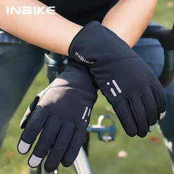 INBIKE Winter Fleece Cycling Bike Gloves Full Finger Touch Screen Bicycle Riding Gloves for Men Women Windproof Bike Accessories